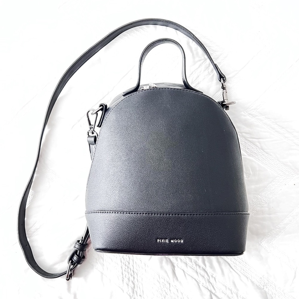 Pixie Mood Cora Backpack Vegan Leather Convertible Black small bag shoulder - Picture 1 of 8